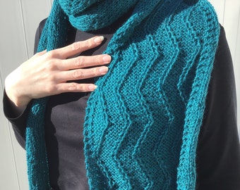 Ocean Ripple - écharpe en tricot, faite main, unique en son genre