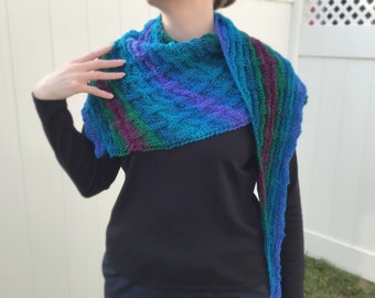 Crossroads Wrap - écharpe, châle, scintillant, bleu sarcelle, vert, violet, rouge