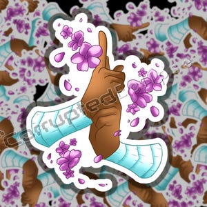 Sticker Moine, Donjons et Dragons - Sais, Sakura, cerisiers en fleurs
