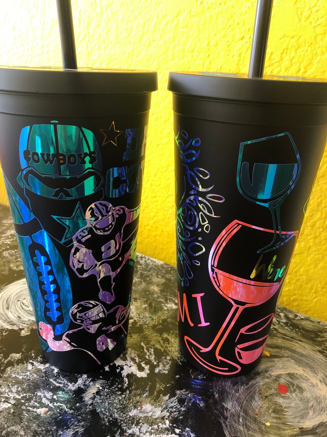 Black Matte Plastic 22 Oz Tumblers. Personalized Vinyl on Etsy