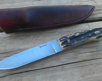 Damascus & Stag Bird Knife