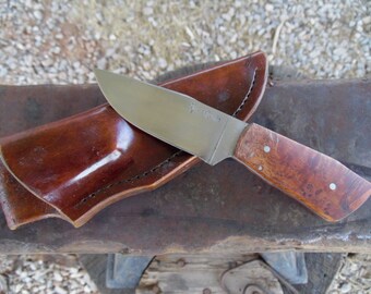 Every Day Carry - EDC - Stabilized Orange Maple Burl Raised Clip Point
