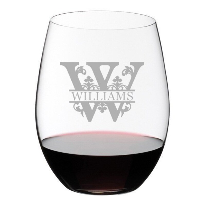 Engraved Wine Glass Regal Split Letter Monogrammed Wine Etsy
