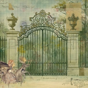 ROYCYCLED Decoupage Paper, Fairy Gate, 20&quot; X 30&quot; Decoupage Paper, 18 lb Tissue Paper, Fairy Gate Decoupage Paper, Retired!