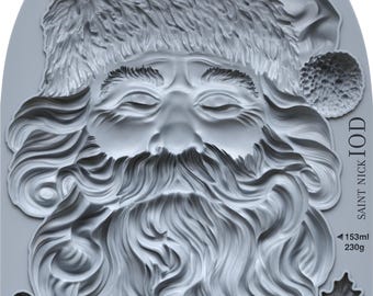 Iron Orchid Designs Saint Nick 5X7 Décor Mould™, IOD Saint Nick Mould, Clay/Resin/Food-Safe Mould, IOD Holiday 2025 Limited Release