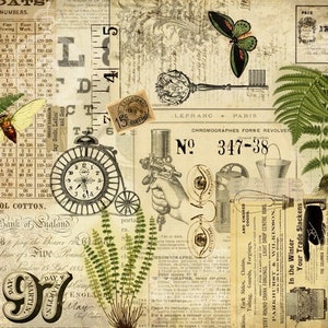 ROYCYCLED Decoupage Paper, Industrial Masterboard, 21&quot; X 29&quot; Decoupage Paper, 18 lb Tissue Paper, Ferns/Vintage Industrial Decoupage Paper