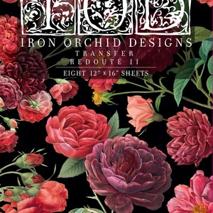 Iron Orchid Designs Redoute II Décor Transfer™ Pad, Eight 12&quot; X 16&quot; Sheets, IOD Redoute II Transfer Pad, Rose Transfer