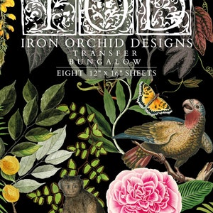 Iron Orchid Designs Bungalow Décor Transfer™ Pad, Eight 12&quot; X 16&quot; Sheets, IOD Bungalow Transfer Pad, Tropical Art Transfer