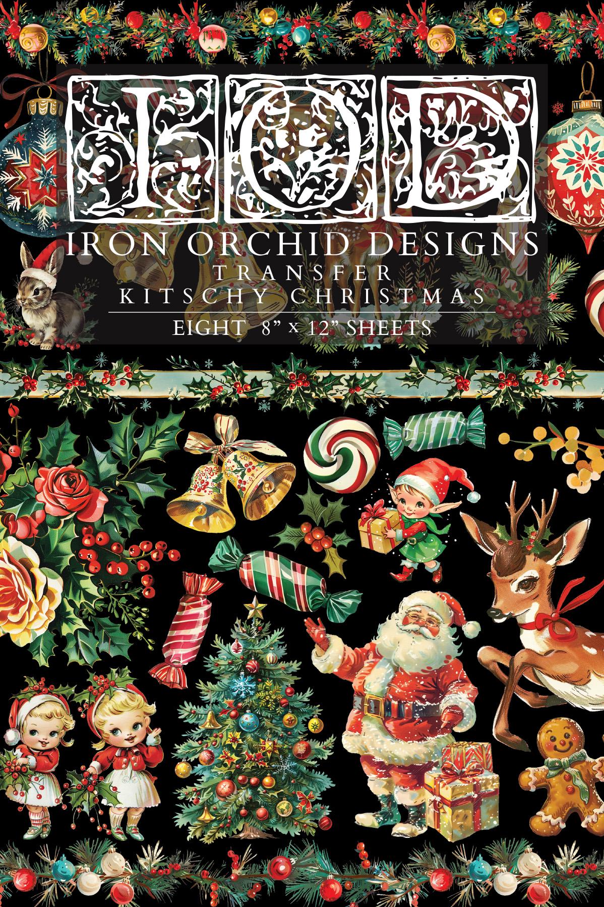 Iron Orchid Designs Kitschy Christmas Transfer™ Pad, Eight 8" X 12" Sheets, 2024 IOD Kitshy Christmas Transfer, IOD Holiday Limited Edition