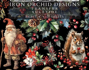 Iron Orchid Designs Yuletide Transfer™ Pad, Eight 8&quot; X 12&quot; Sheets, 2024 IOD Yuletide Transfer Pad for Small Decor and Crafts