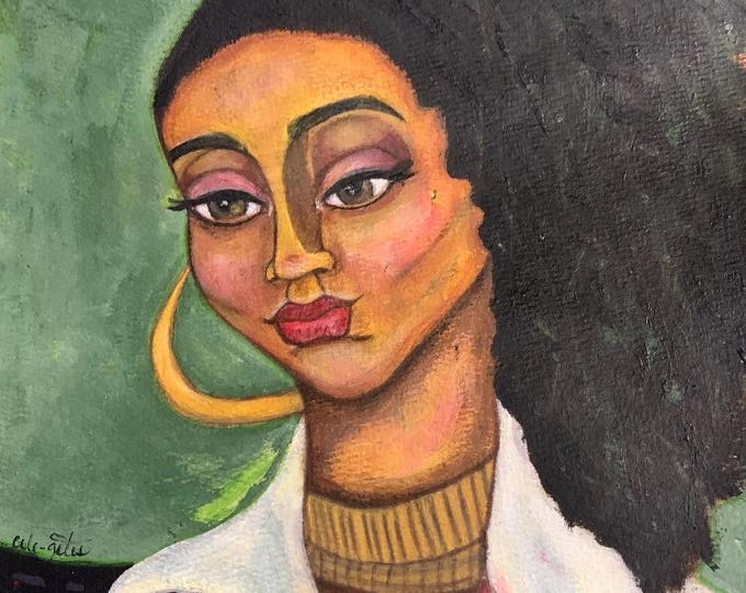 Featured listing image: original modern abstract portrait painting art