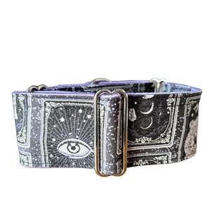 Collier Magic (collier pour chien, lévrier martingale, greyhound cartes oeil divinatoire protection Scorpion occulte fait main coton satin )