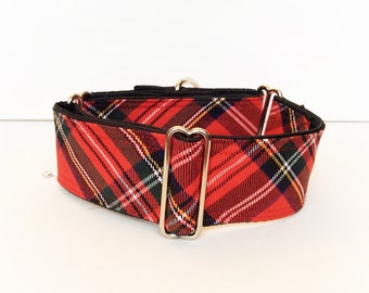 Royal Stewart collar (dog collar, greyhound martingale, fall scarf plaid scottish red  cotton satin colorful )
