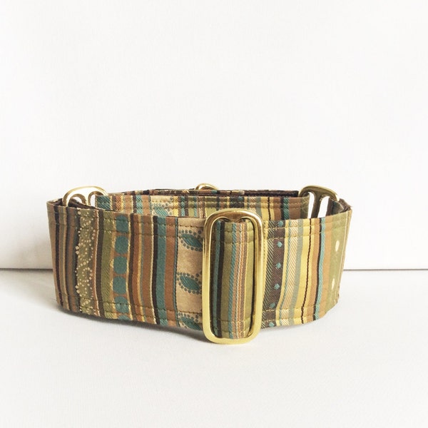 Bombay-Martingale-Halsband (Martingal, indische Seide Greyhound Hundehalsband Gelegenheit spezielle Streifen junge reiche Goldmarie bestickt)