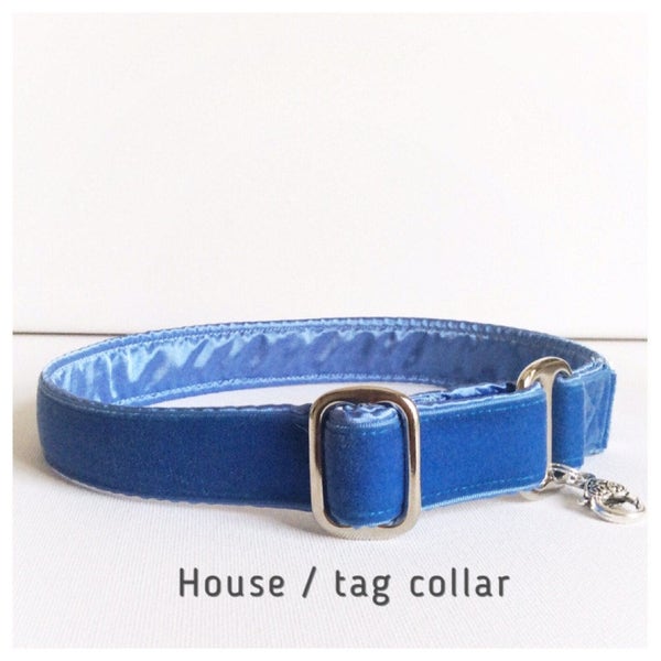 Velvet house tag collar (ID collar for your dog, imported vintage velvet indoor use, ID tags safe identification collar)