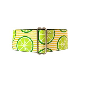 Collar Limette (collar para perro, galgo martingala, galgo verde lima fruta verano rayas coloridas hecho a mano algodón satén)