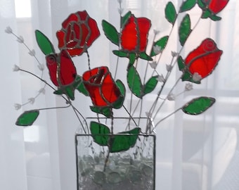 Vintage Swarovski 283394 Vase of Red Roses and Clear Crystal