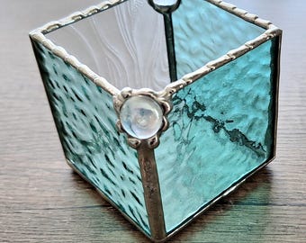 Sea Glass Color Candle Holder, Pen Holder, Corner Embellishments Unique Gift Housewarming, Birthday, Christmas, Candle Lover Decor