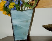 Vase Hand Made White Wispy Stained Glass Three Sided Vase Perfect for Mother 39 s Day, Wedding Centerpiece or Gift Anniversary Birthday