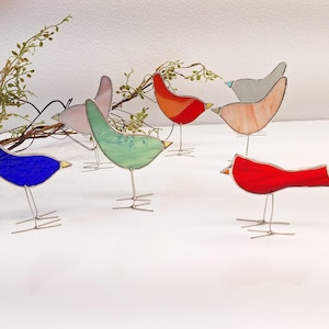 Standing Bird Stained Glass Many Colors Available Birthday Gift Housewarming Made to Order Fun Gift, For a Sunny Window, or in the Garden!