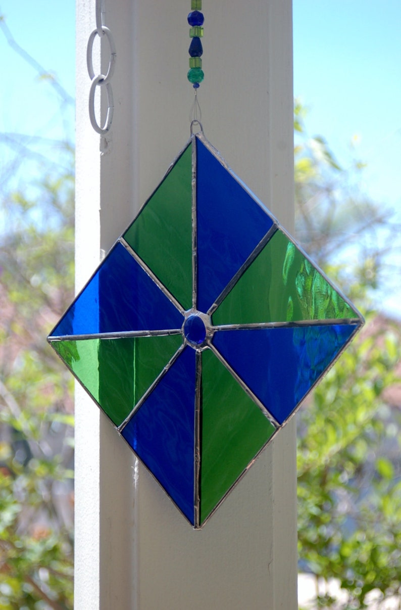 Wind Spinner Suncatcher Stained Glass with Choice of Colors Etsy