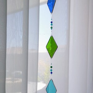 Long Sun Catcher Choice of Colors Purple 24 inch long Stained Glass Beautifully Embellished Glass Beads Hanger Made to Order Ready to Hang