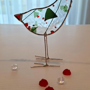 New! Standing Bird Stained Glass Bright Color Choices Available for Christmas Mantle Window Flower Box Office Gift Garden Spot Nice Gift