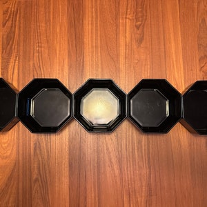 Vintage 1970s Black Arcoroc Octime Octagon Medium Size 7&quot; Bowls- 5 Available