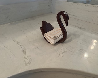 Vintage 1950s Vohann Mid Century Swan Washcloth Holder, Vintage MCM California Pottery Bathroom Decor, Vintage Glazed Pottery