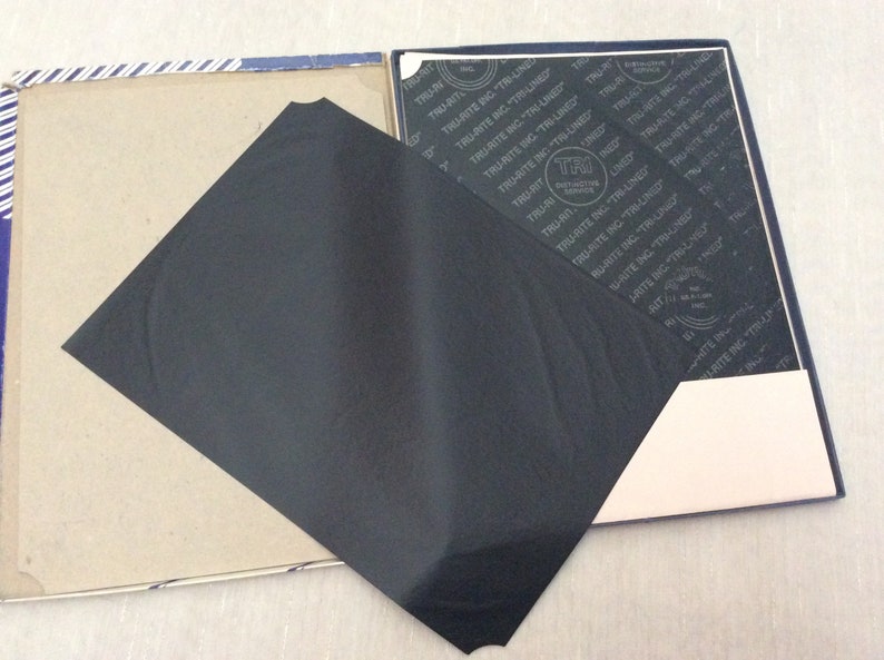 Vintage Black Typewriter Carbon Paper Sheets Box of 59 Sheets 11 12 x 8 12 Tri-Brand Tru-Rite Inc