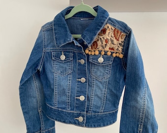 Kids denim jacket bohemian patch