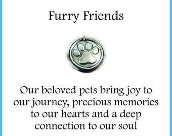 FURRY FRIENDS, Medium Silver Paw Print Charm, Inspirational Jewelry