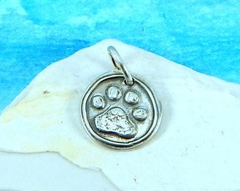 FURRY FRIEND, Tiny Paw Print Silver Charm, Inspirational Jewelry, Animal Charm