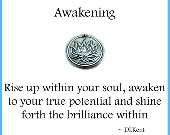 AWAKENING, Medium Silver Lotus Charm, Inspirational Jewelry