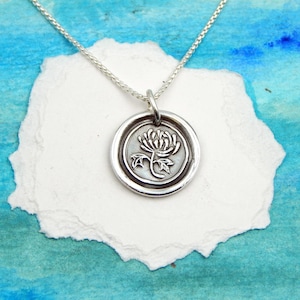NOVEMBER, Small Silver Chrysanthemum Necklace, Inspirational Jewelry, Birth Month Flower