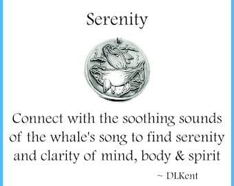 SERENITY, Large Silver Right Whale Pendant, Inspirational Jewelry
