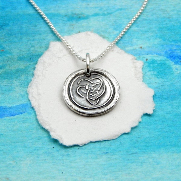 MOTHER'S LOVE, Small Silver Charm, Inspirational Jewelry, Celtic Symbol