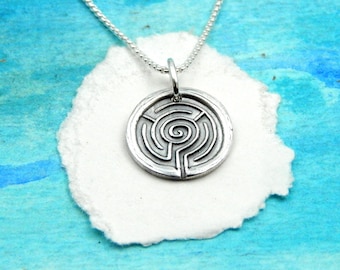 JOURNEY, Small Labyrinth Charm, Inspirational Jewelry