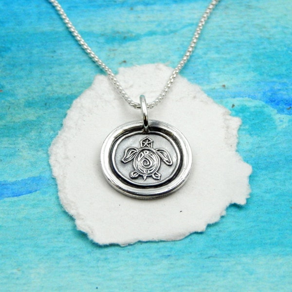 PATIENCE, Small Silver Sea Turtle Charm, Inspirational Jewelry, Animal Symbol