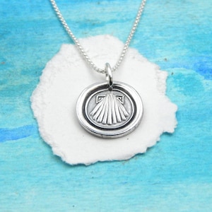 LIFE'S PATH, Small Scallop Shell Silver Charm, Inspirational Jewelry, Camino de Santiago Symbol