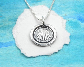 LIFE'S PATH, Small Scallop Shell Silver Charm, Inspirational Jewelry, Camino de Santiago Symbol