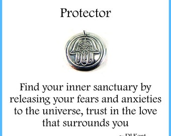 PROTECTOR, Medium Silver Hamsa Hand Charm, Inspirational Jewelry