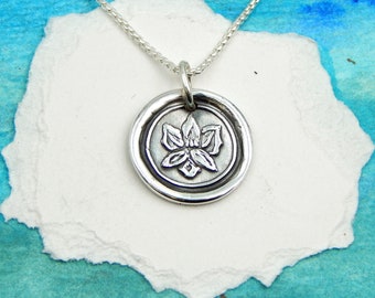 AUGUST, Small Silver Gladiolus Necklace, Inspirational Jewelry, Birth Month Flower