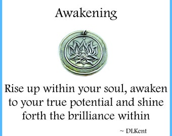 AWAKENING, Large Silver Lotus Pendant, Inspirational Jewelry