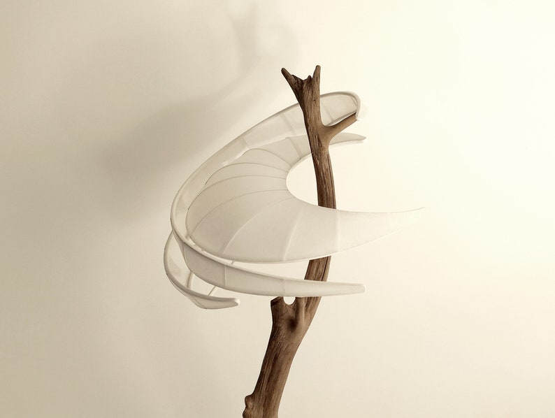 SPIR table lamp in wood and white Chinese paper WENZHOU. image 3