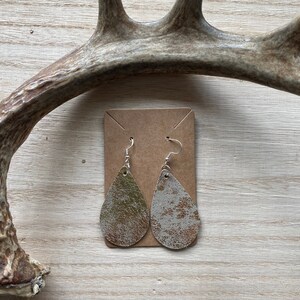 Gold Foil Tear Drop Leather Earring