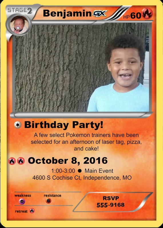Custom Pokemon Card Invitation - Etsy Israel