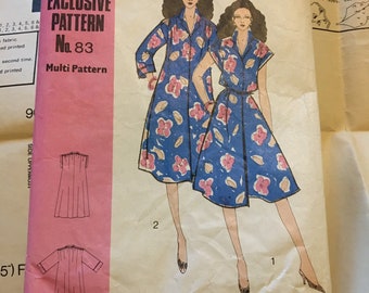 Tunika Stil Schnittmuster Kleid Größe 12 34" Büste (87 cm) Familie Kreis Nr. 83