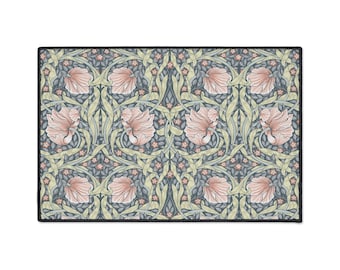 Alfombra de entrada resistente color salmón Pimpernel de William Morris