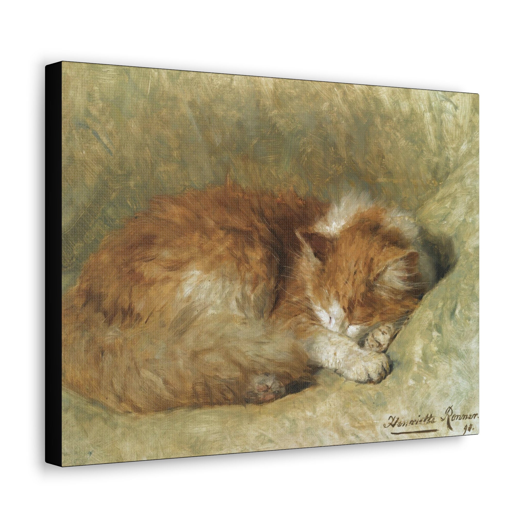 Vintage Sleeping Cat Oil Painting Repro Henriëtte Ronner-knip 